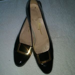 Salvatore Ferragamo Black Patent Leather Pumps